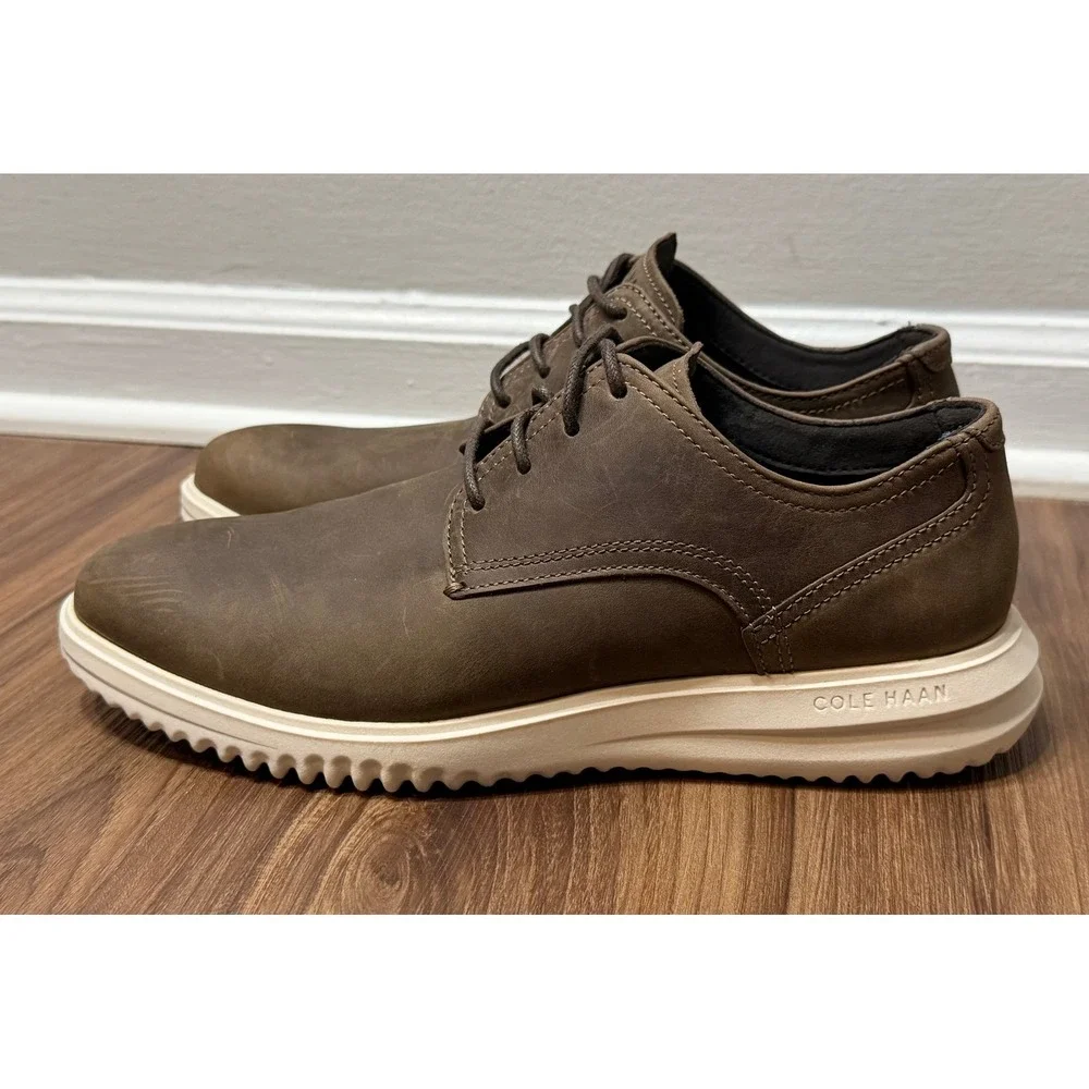 Cole Haan Grand+ Mens Brown Leather Oxford Plain Toe Dress Shoes (C30185) Sz 9.5